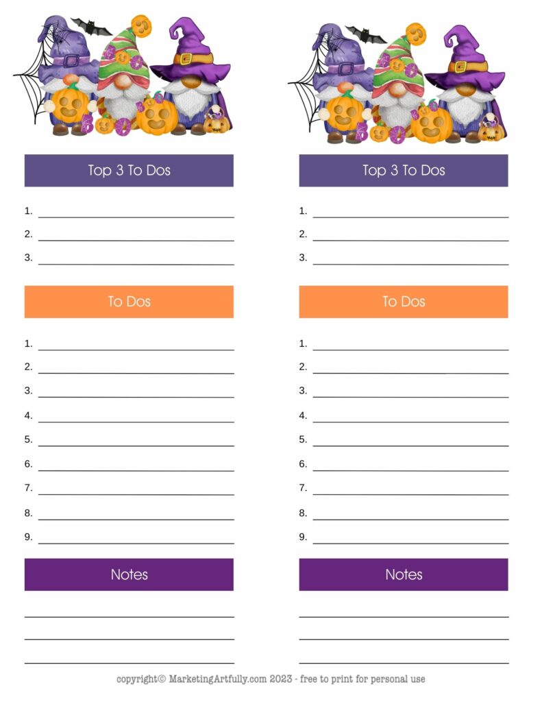 October Gnome To Do List - Free Year Of Gnomes Printable