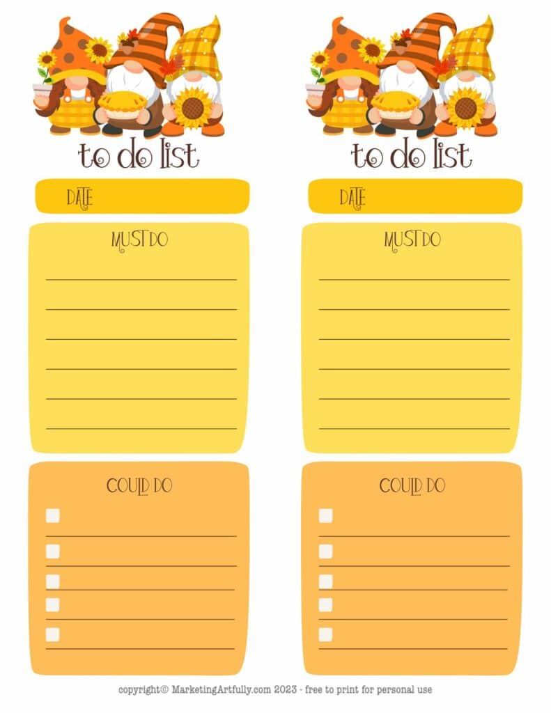 September Gnome To Do List - Free Year Of Gnomes Printable