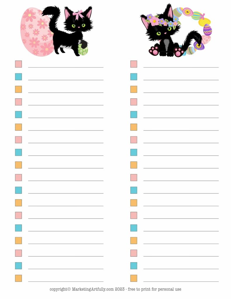 April Cats To Do List - Free Printable To Do List