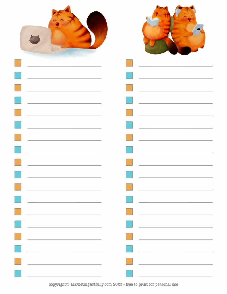 August Cats To Do List - Free Printable To Do List