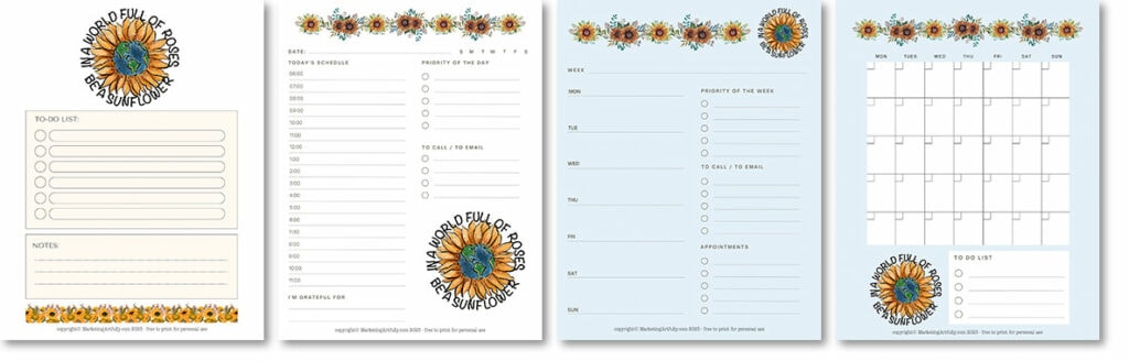 Be A Sunflower Motivational Planner - Free Printable