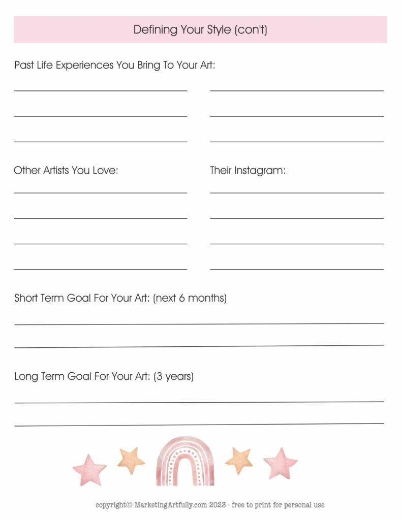 Free Printable "Find Your Artist Style" Worksheet - Page 2