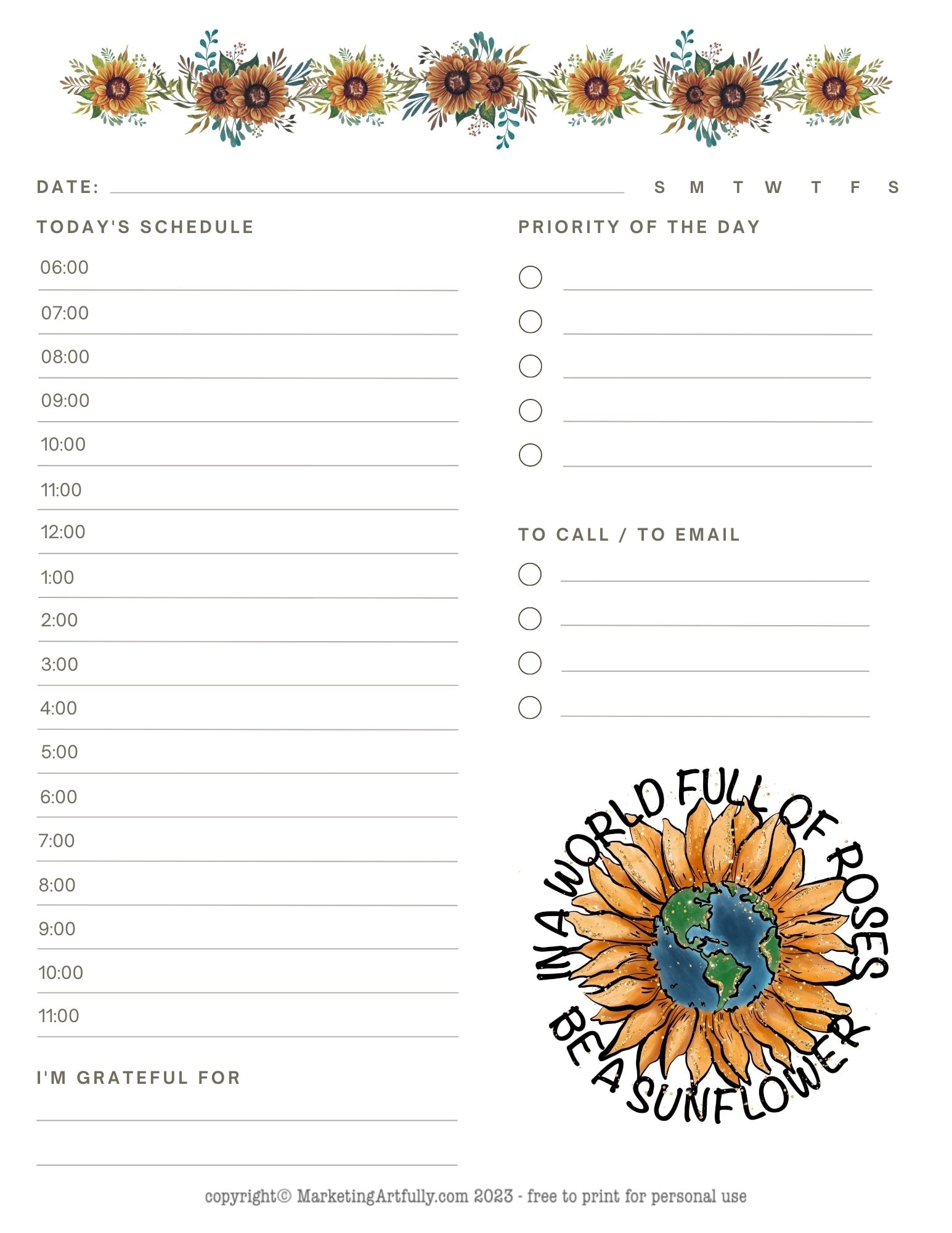 In A World Full of Roses - Free Printable Motivational Planner