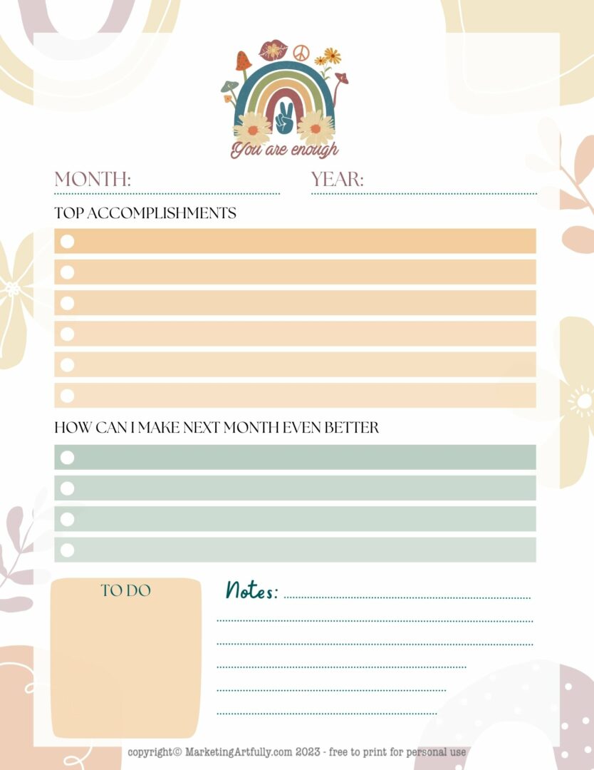 You Are Enough – Free Printable Motivational Planner – Marketing Artfully