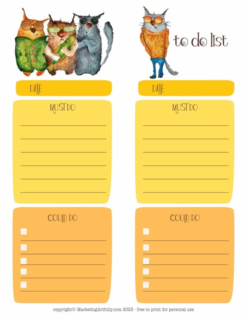 September Cats To Do List - Free Printable To Do List