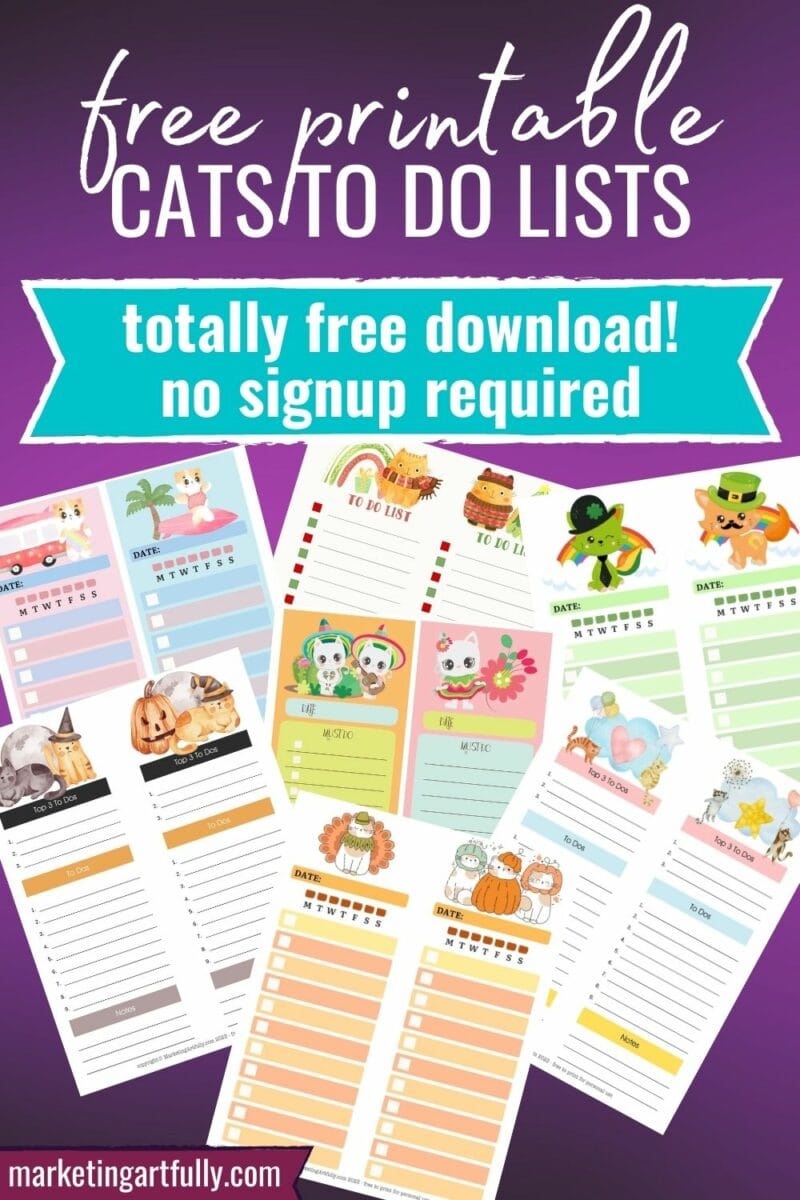 A Year of Cats! Free Printable To Do Lists