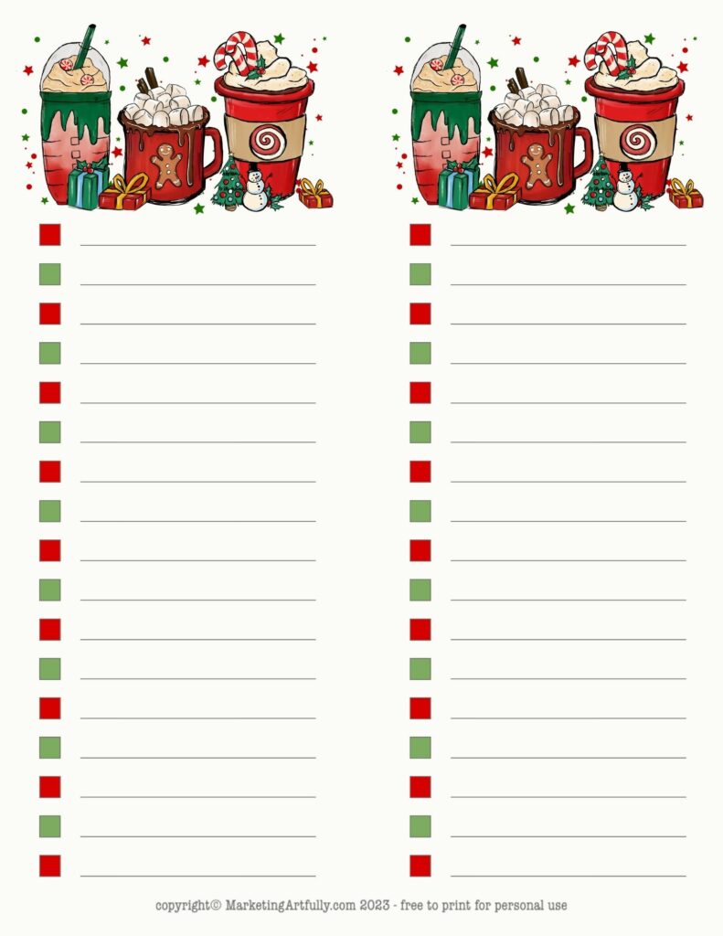 December Christmas Coffee To List - Free Printable