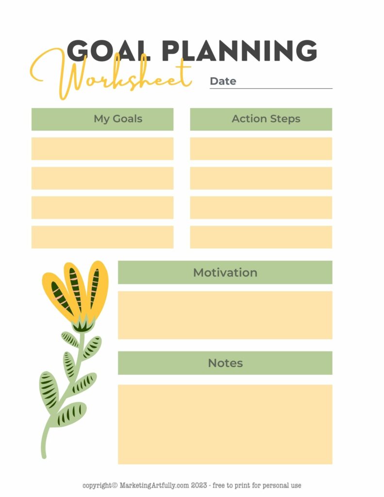 Back to Nature - Free Printable Goal Setting Worksheets