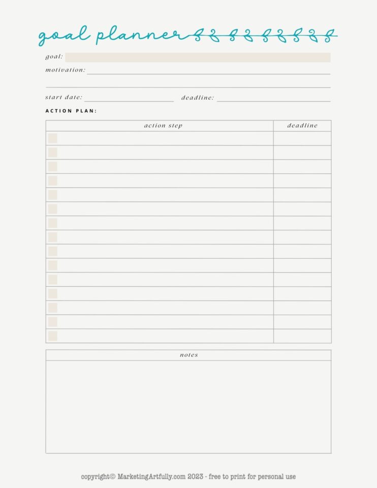 7 Free Printable Goal Setting Worksheets!