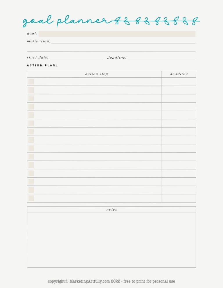 7 Free Printable Goal Setting Worksheets!