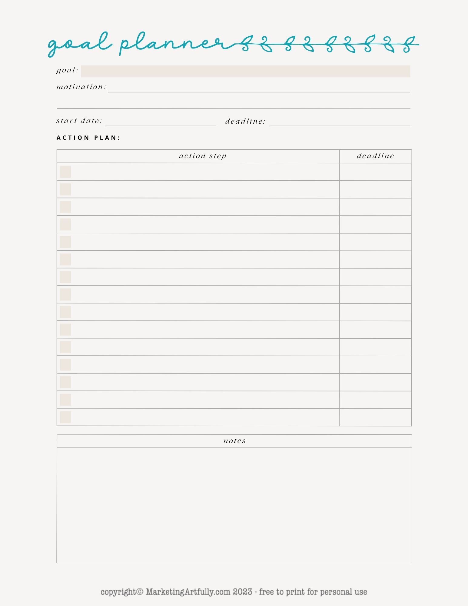 7 Free Printable Goal Setting Worksheets!