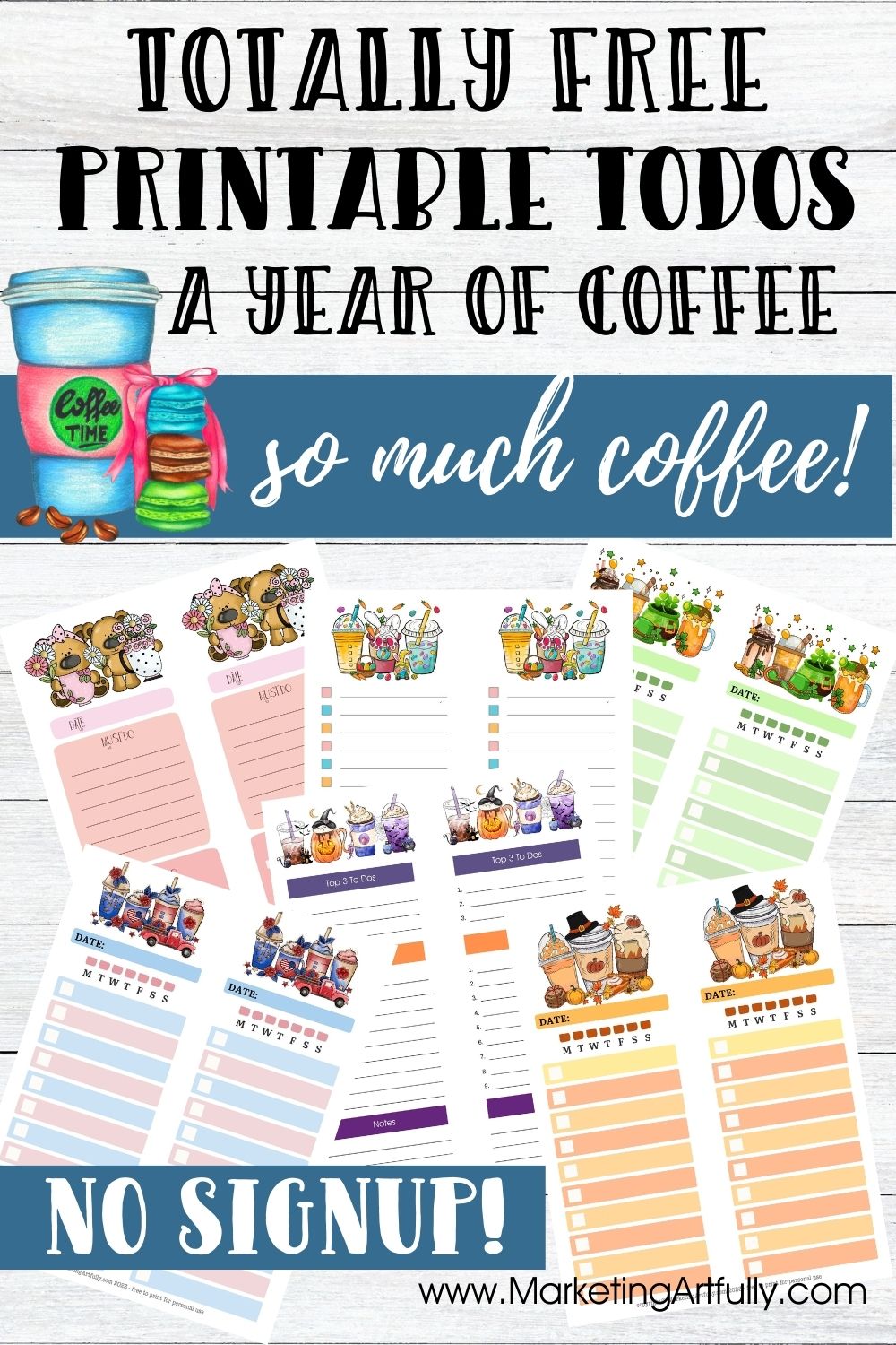 A Year of Coffee To Do Lists - Free Printable