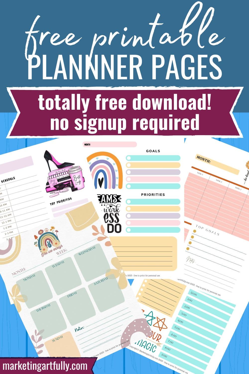 Free Planner Printables From Marketing Artfully