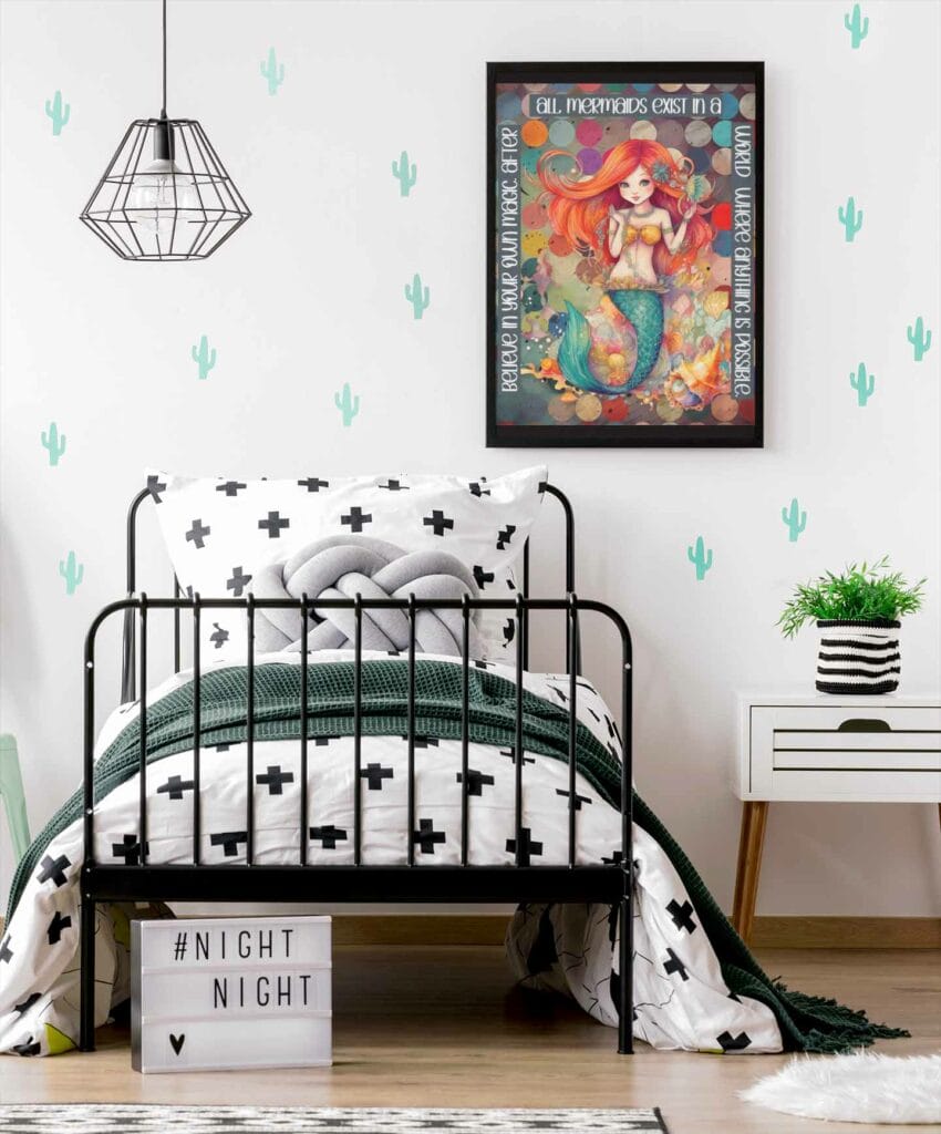 Inspirational Mermaid Picture On A Bedroom Wall