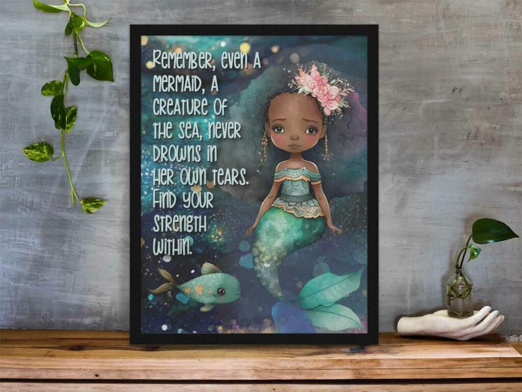 Cute mermaid inspirational wall art poster