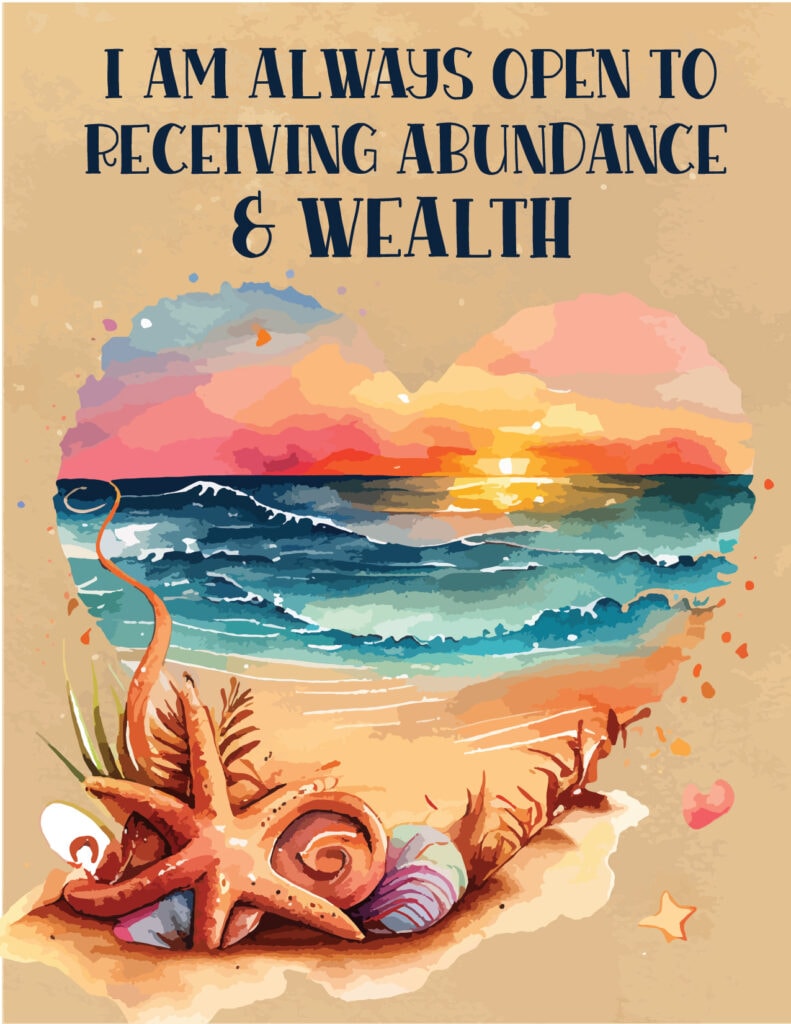 I Am Always Open To Receiving Abundance and Wealth - Affirmation Wall Art