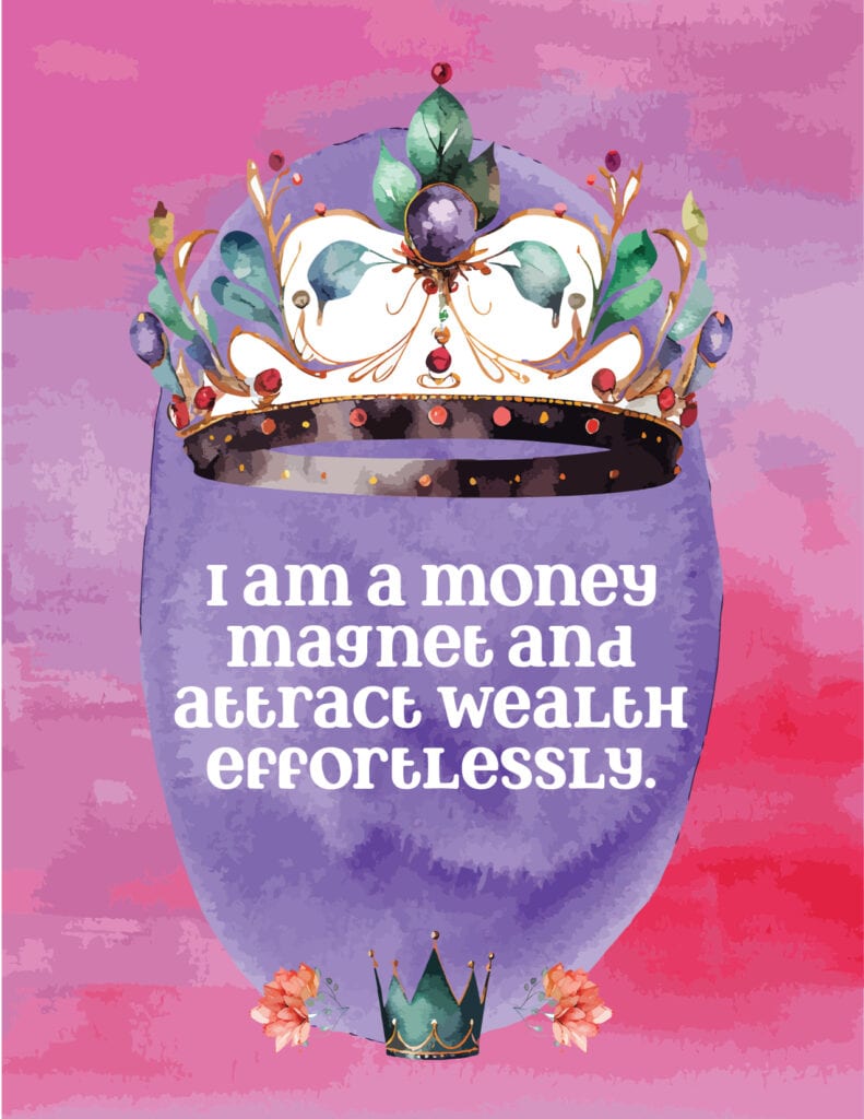 I Am A Money Magnet and Attract Wealth Effortlessly - Affirmation Wall Art