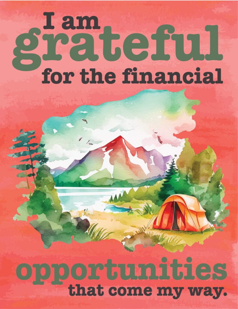I Am Grateful for the Financial Opportunities That Come My Way - Money Mantra Wall Art