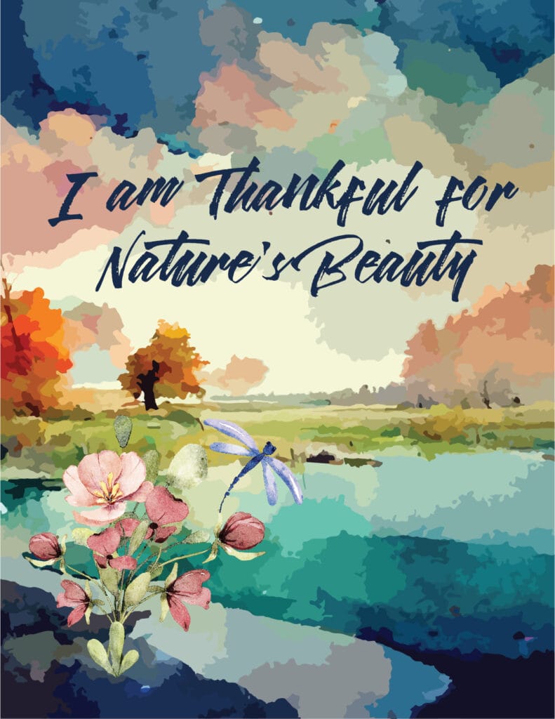 I am thankful for natures beauty, free wall art printable