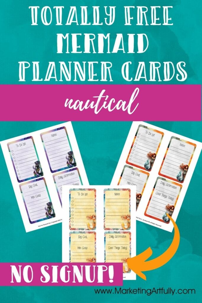 Free Printable Mermaid Planner Cards