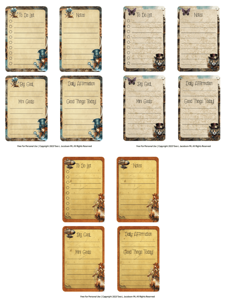 All The Steampunk Planner Cards In One Place