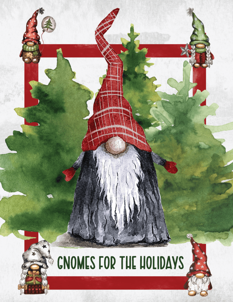 Gnomes For The Holidays Free Printable Wall Art