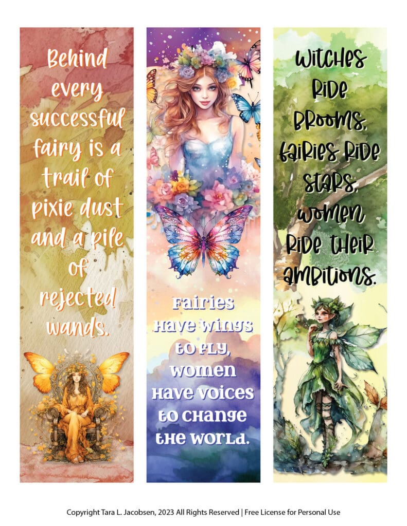 Free Printable Inspirational Bookmarks - Fairy #1