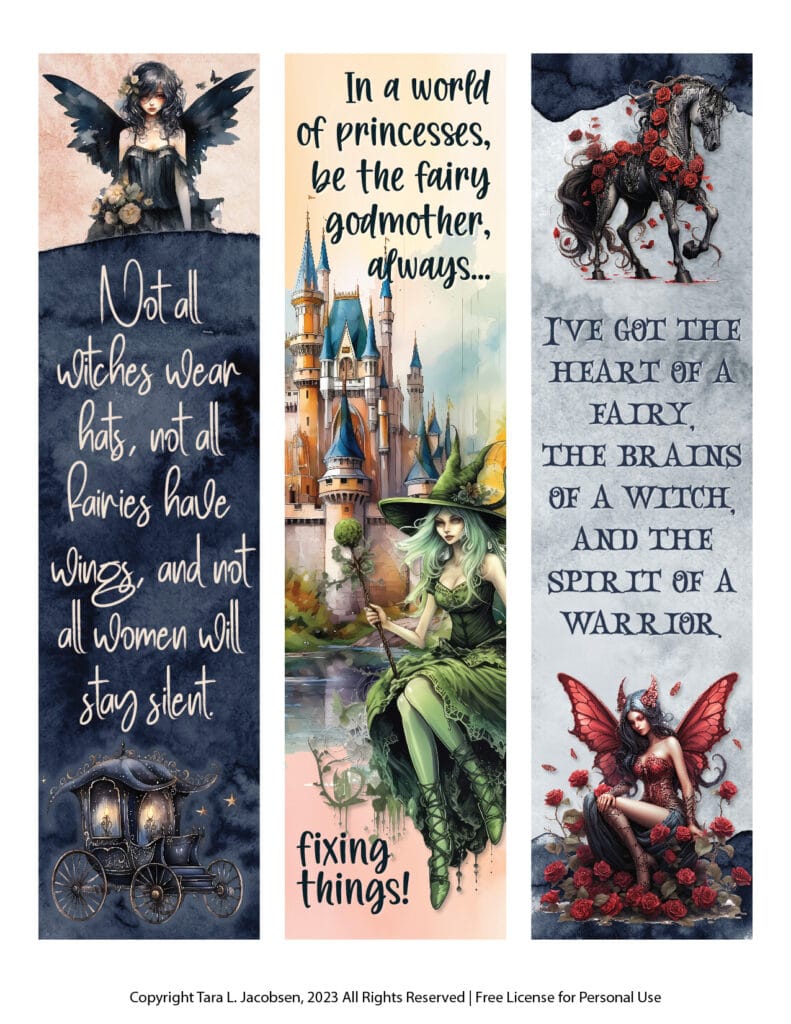 Dark Aesthetic Motivational Fairy Bookmarks