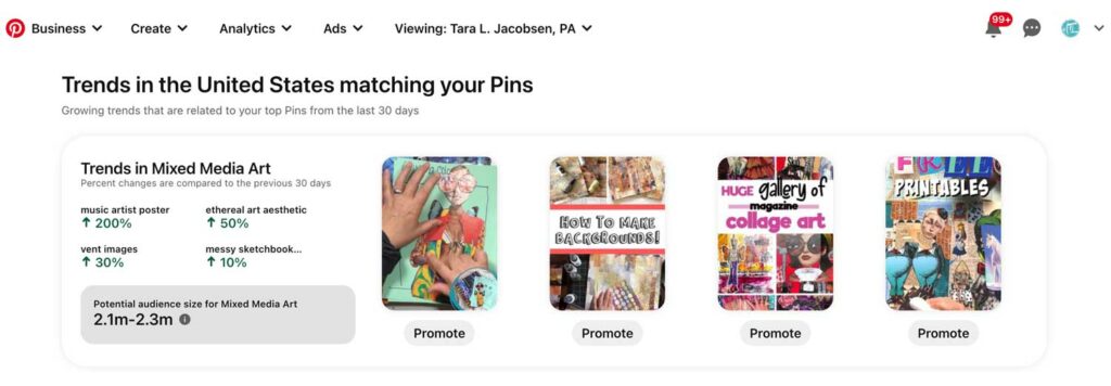 Matching trends in Pinterest