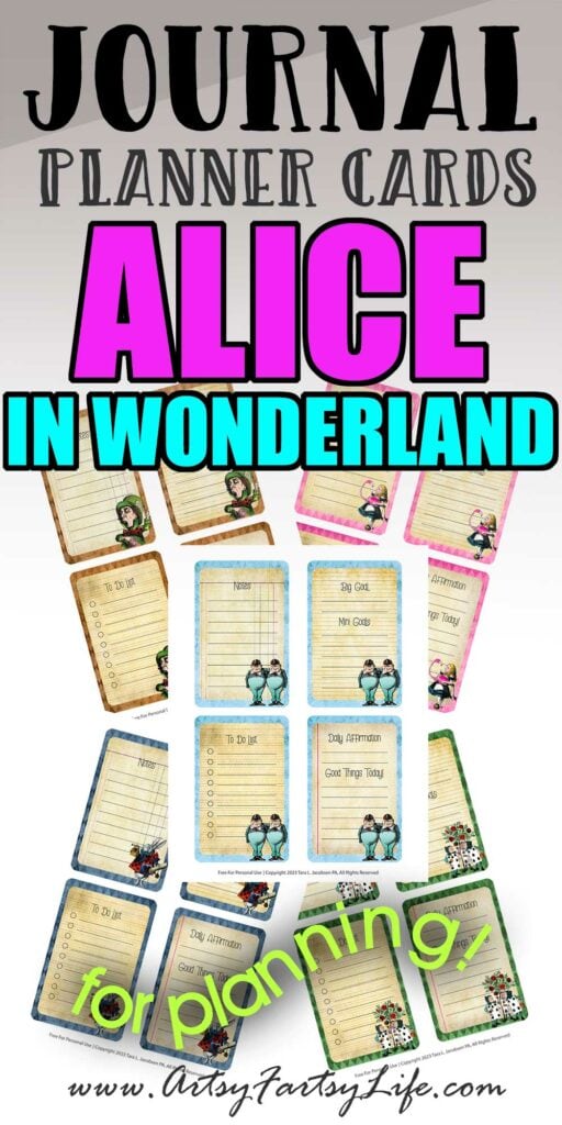 Alice In Wonderland Planner Journal Cards - Free Printable
