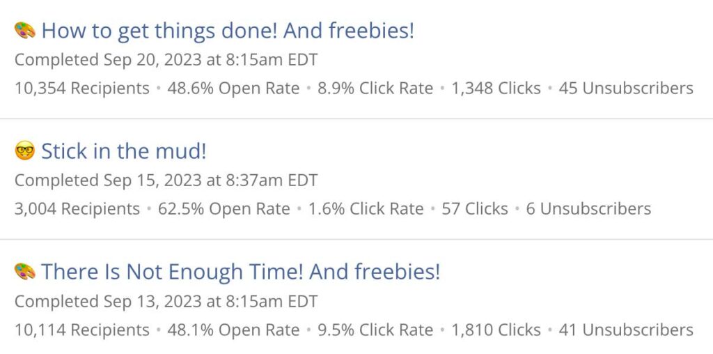 Email stats - Open rates and click rates