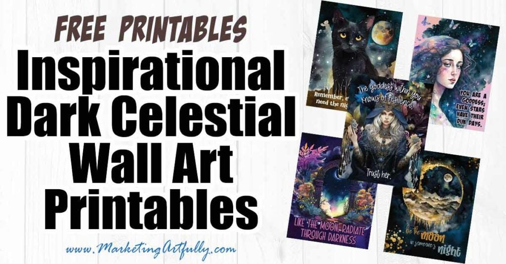 Free Dark Celestial Printable Wall Art or Journal Covers