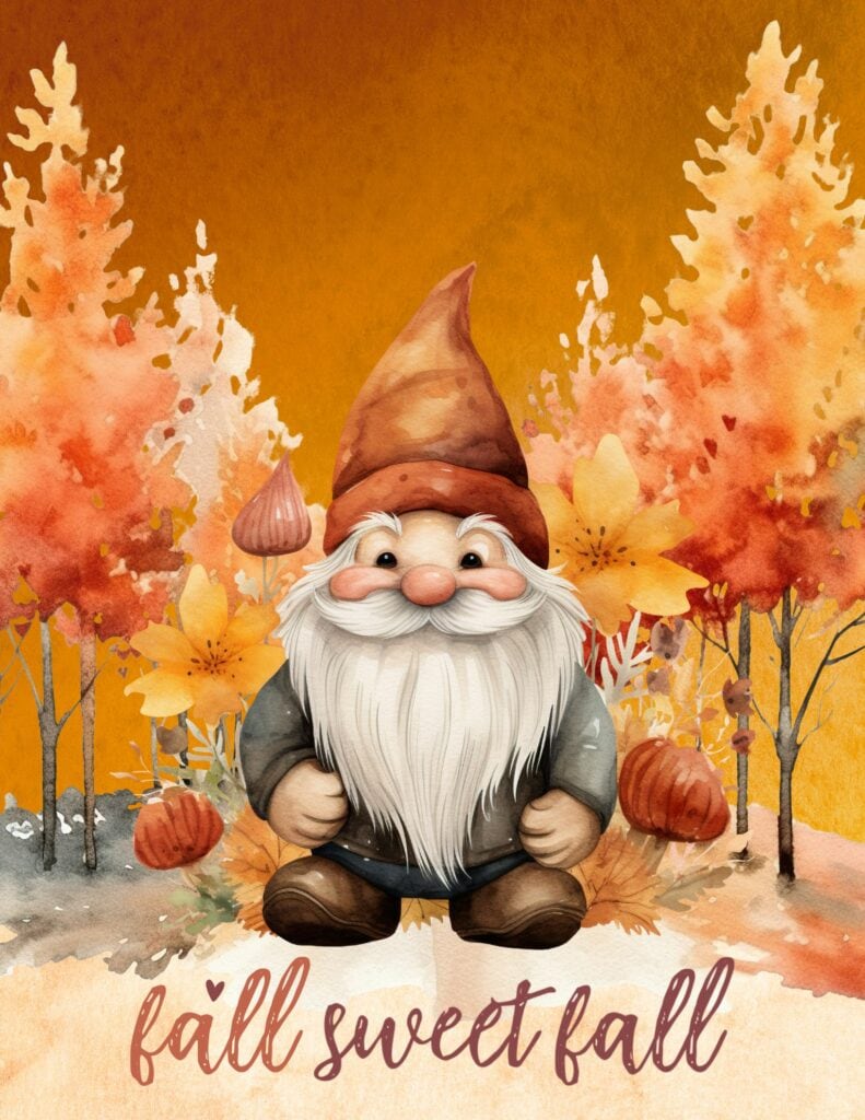 Cheery Little Gnome - Free Printable Fall Planner Cover or Dashboard (Letter Sized)