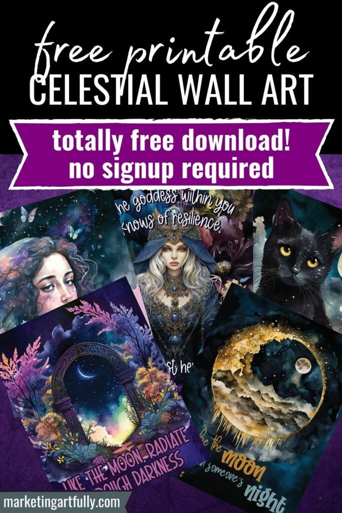 Free Dark Celestial Printable Wall Art or Journal Covers
