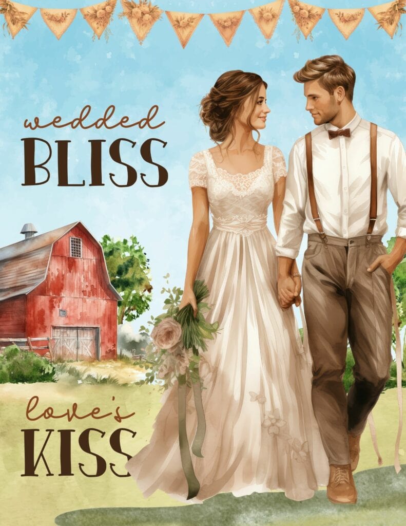 Wedded Bliss, Loves Kiss - Free Printable Rustic Wedding Planner Cover
