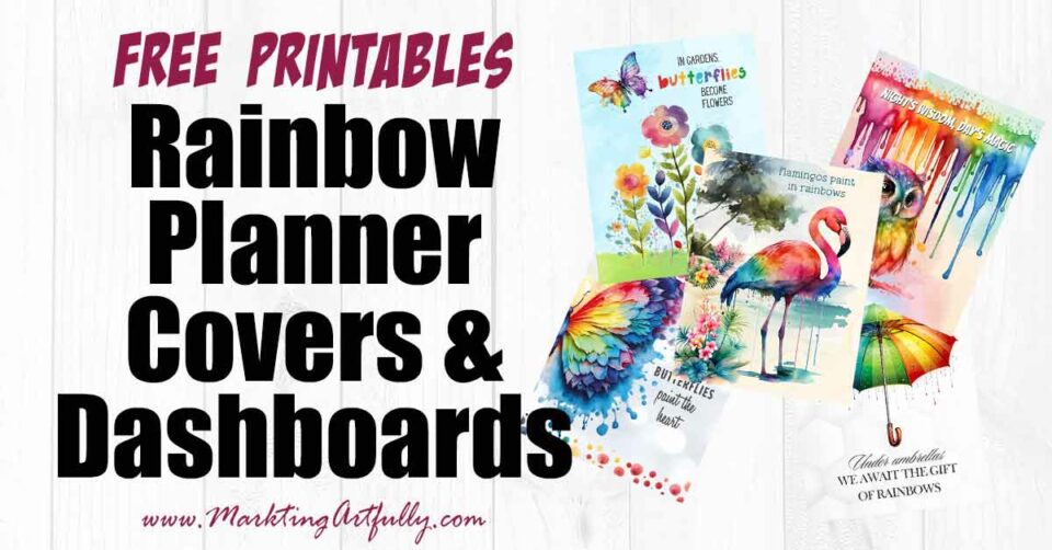 5 Rainbow Planner Covers or Dashboards - Free Printable