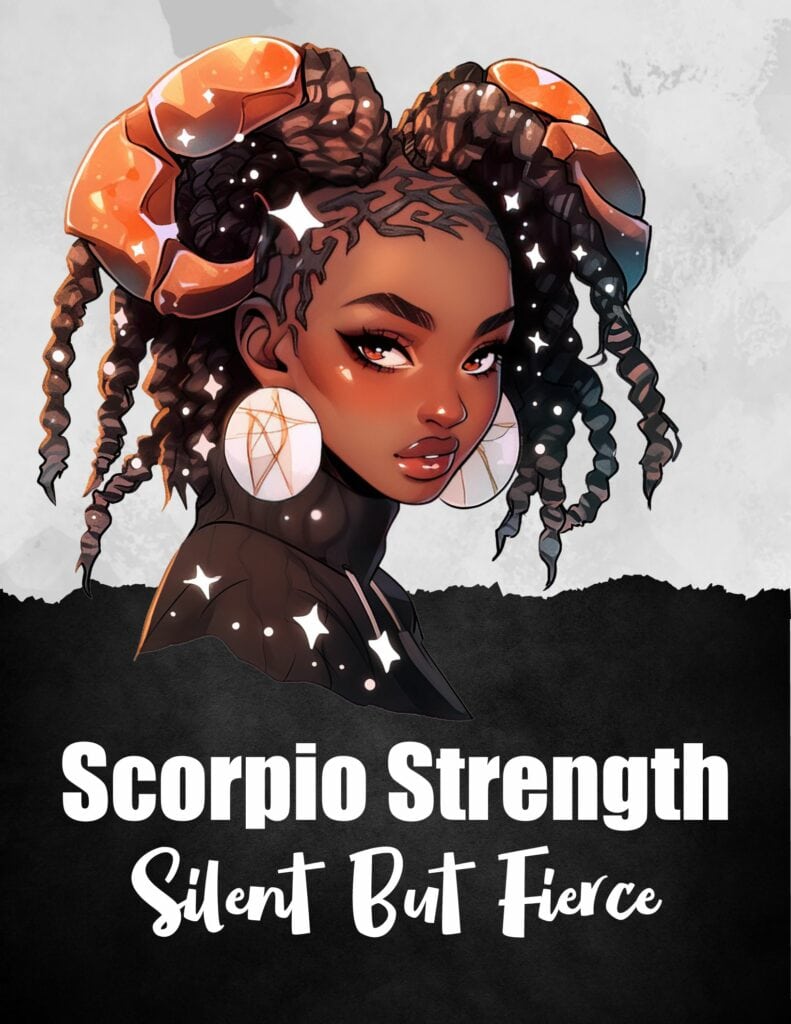 Scorpio Strength, Silent But Fierce - Free Printable Planner Cover or Dashboard