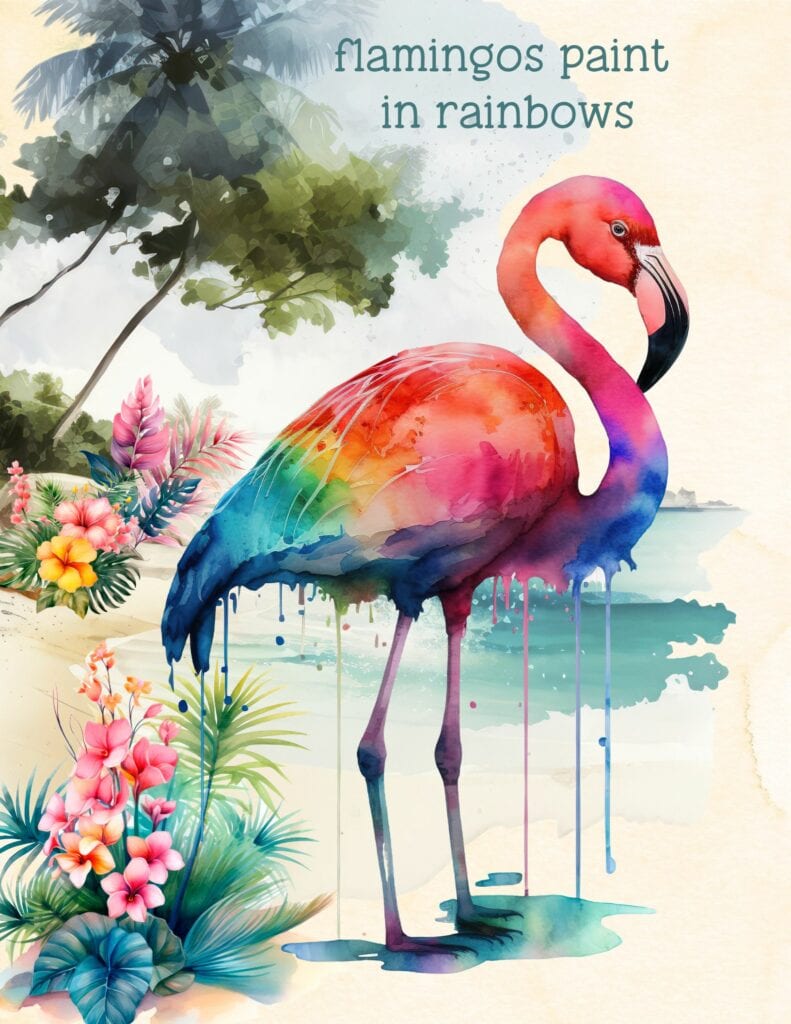 Flamingos Paint In Rainbows - Free Printable Planner Cover or Dashboard