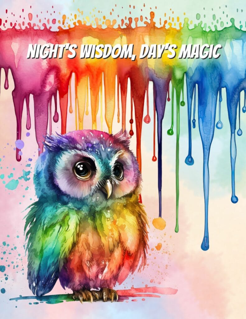Night's Wisdom, Day's Magic Rainbow Owl - Free Printable Planner Cover or Dashboard