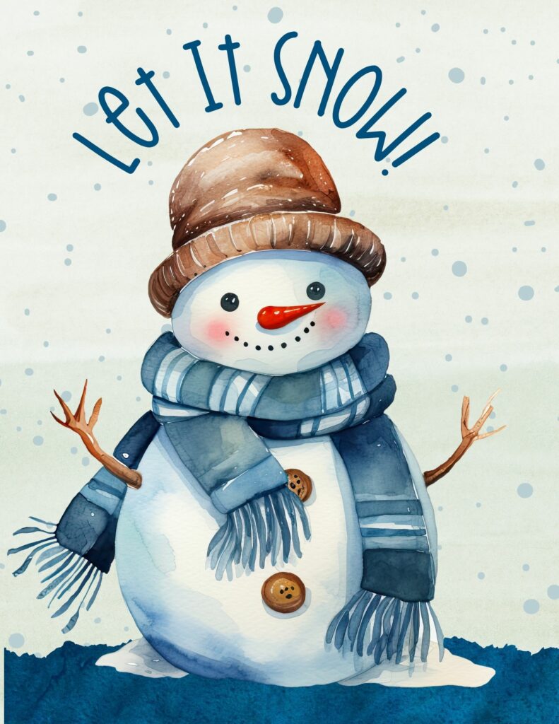 Let It Snow - Snowman Winter Planner Cover or Dashboard
