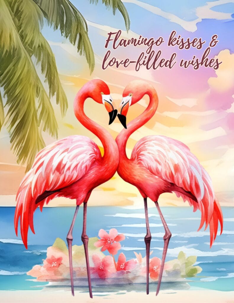 Flamingo Kisses and Love Filled Wishes Free Printable Planner Cover