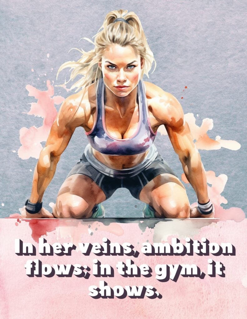 In Her Veins Ambition Flows, In The Gym It Shows - Free Printable Planner Cover