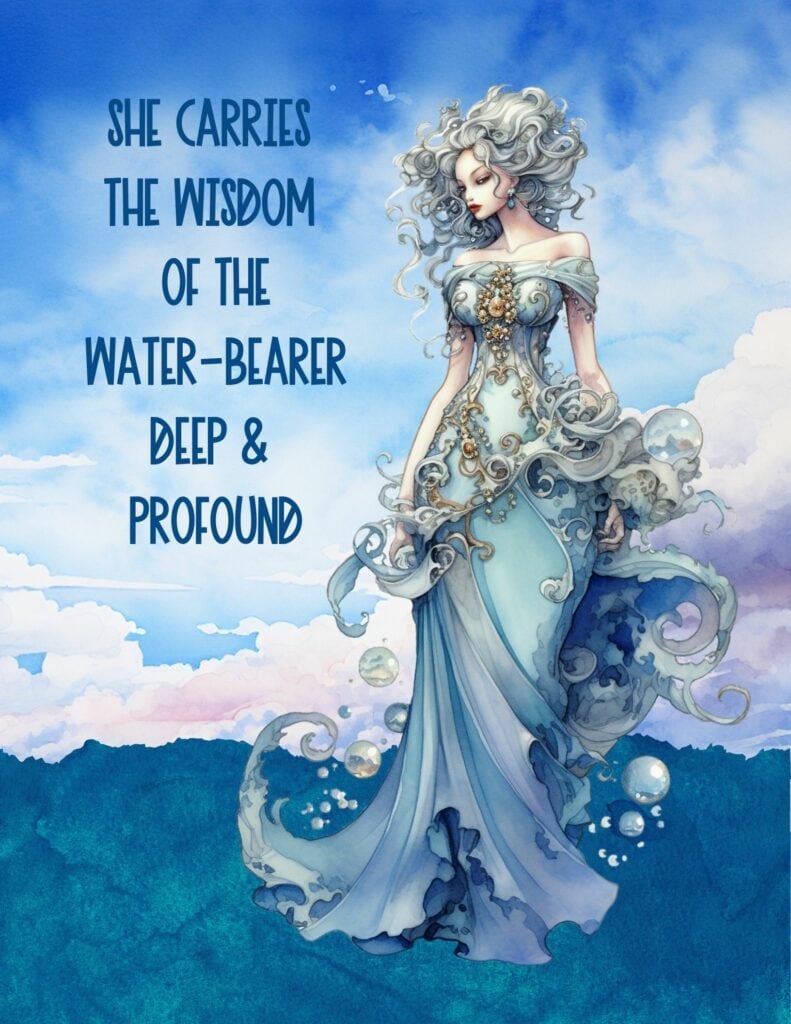 She Carries The Wisdom of the Water-Bearer Deep and Profound  - Free Printable Planner Cover
