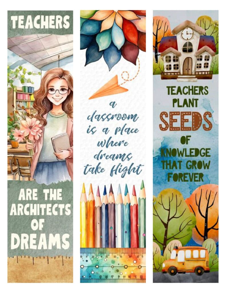 Free Printable Bookmarks For Teachers - Set 1
