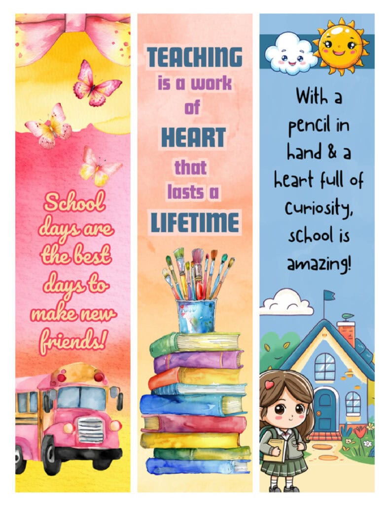 Fun and Colorful Teacher Appreciation Bookmarks