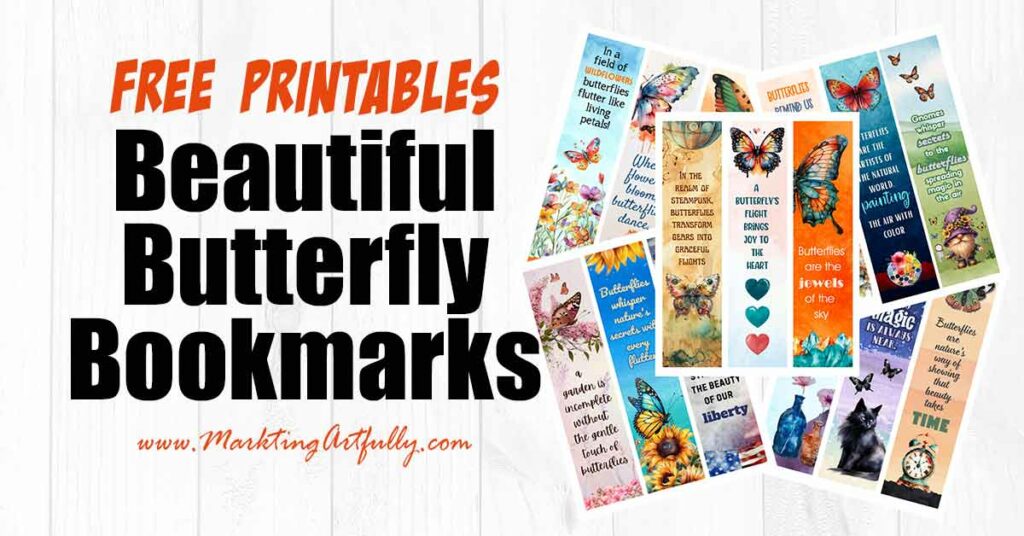 15 Free Printable DIY Beautiful Butterflies Bookmarks