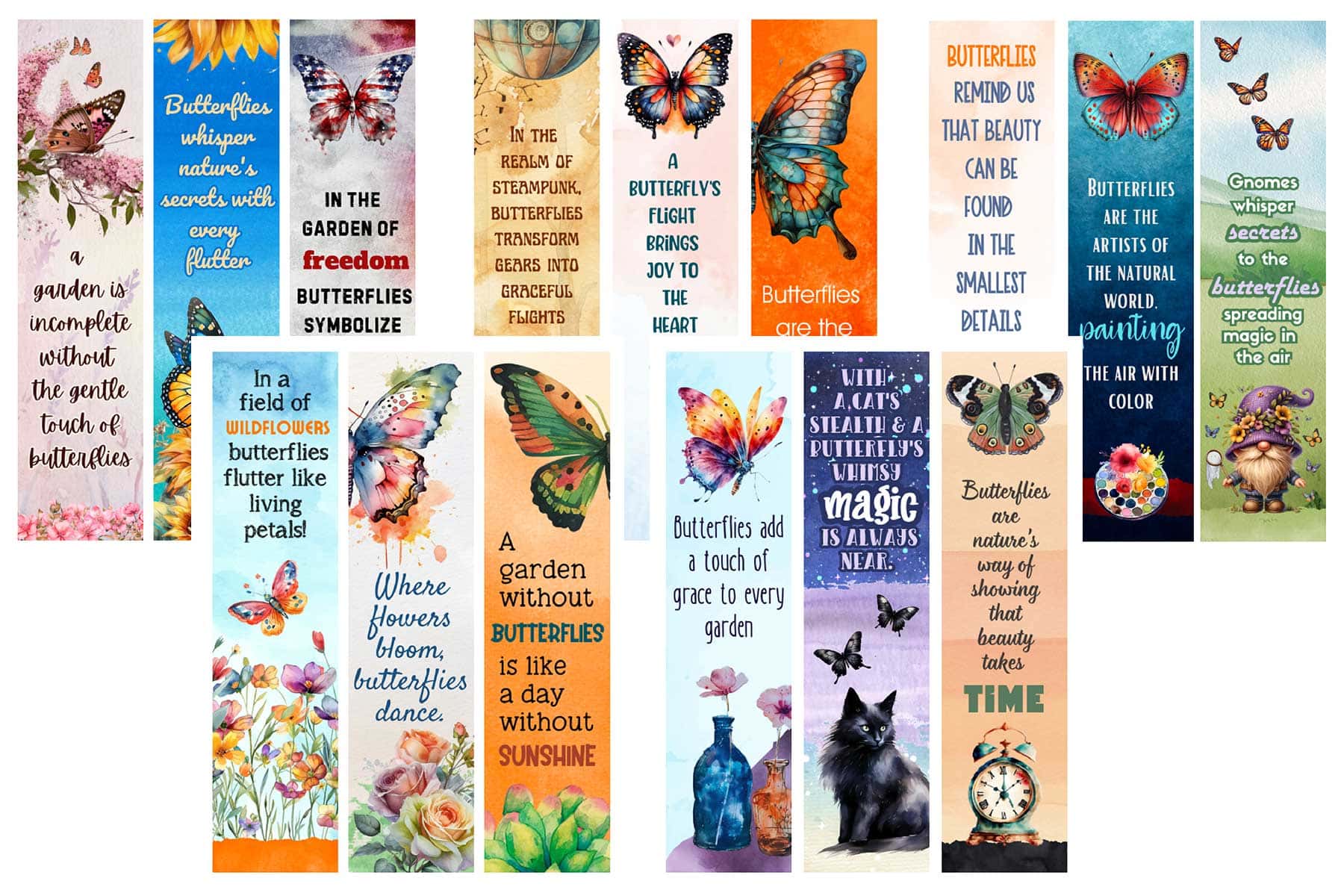 15 Free Printable DIY Beautiful Butterflies Bookmarks – Marketing Artfully