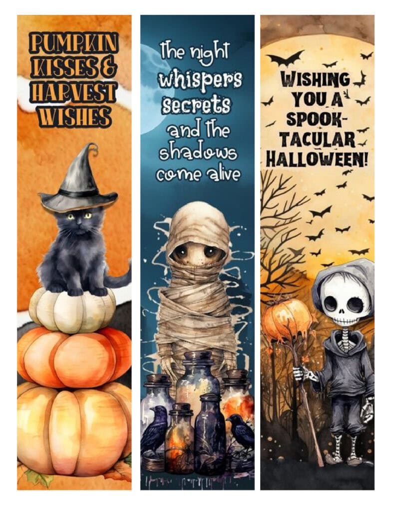  Scary and Sweet Halloween Bookmarks - Free Printables