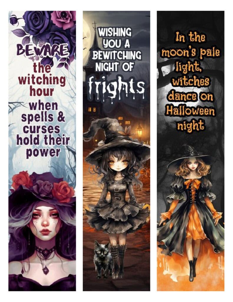  Witches, Witches, Witches Halloween Bookmarks - Free Printables