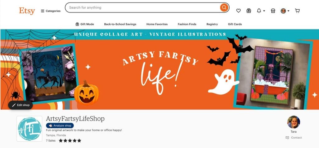 Etsy shop banner for Halloween